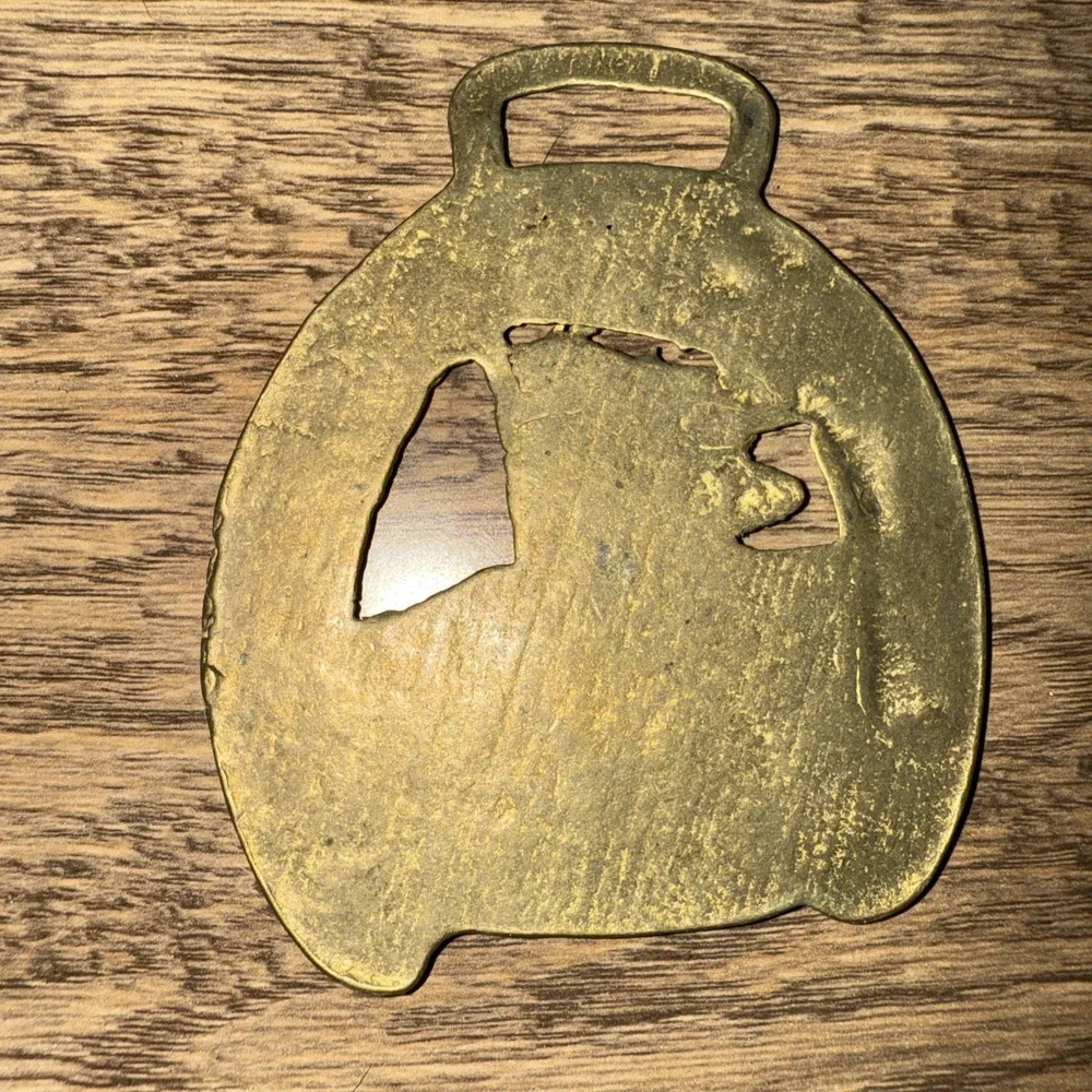 Vintage Brass Horse Harness Medallion Jamaica Inn Pirate Horseshoe